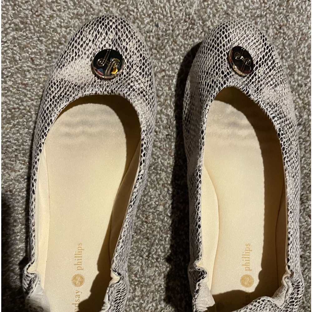 Gently used Snakeskin ballet flats by Lindsay Phillips